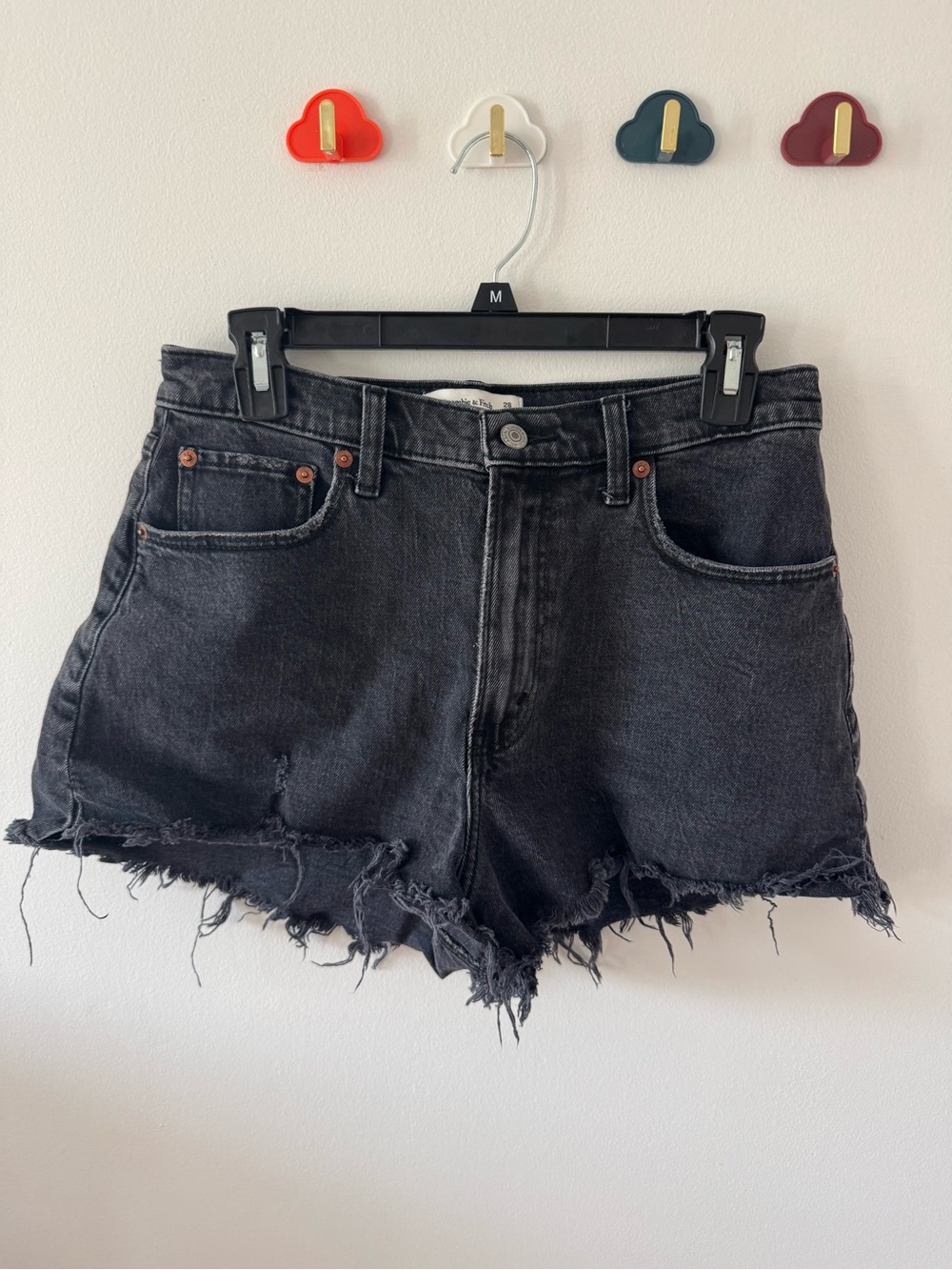 Abercrombie & Fitch Black Distressed Denim Shorts